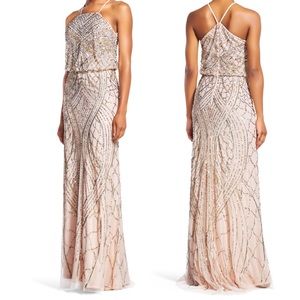 Beaded Blouson Halter Gown Adrianna Papell